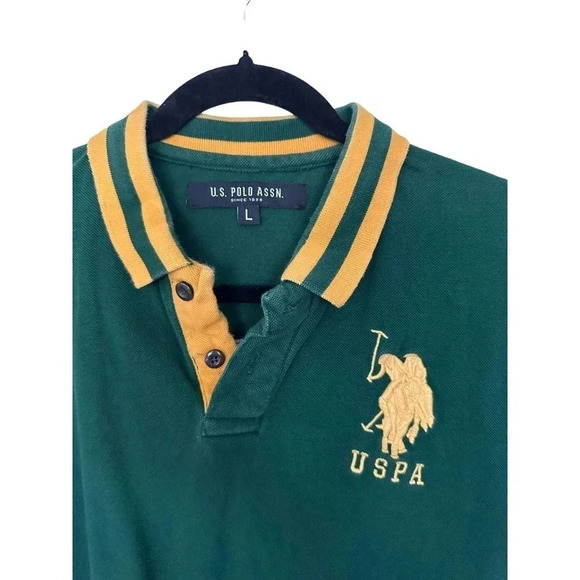 US Polo Assn Women's Green Short Sleeve Button Up Collared Polo Shirt Size Large - Picture 4 of 4